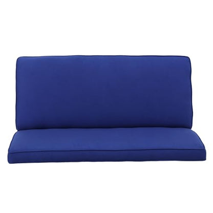 50" Small Loveseat Sofa, Comfy Mini Fabric Sofa Couch for Small Spaces, 2 Seater Armless Sofa with Solid Wood Legs for Living Room, Dorm, Office, Bedroom (Navy Blue) - color: Navy Blue