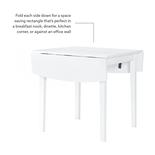 Linon Torino White 30" Square Drop Leaf Table - 30" X 48" Fully Extended - color: White