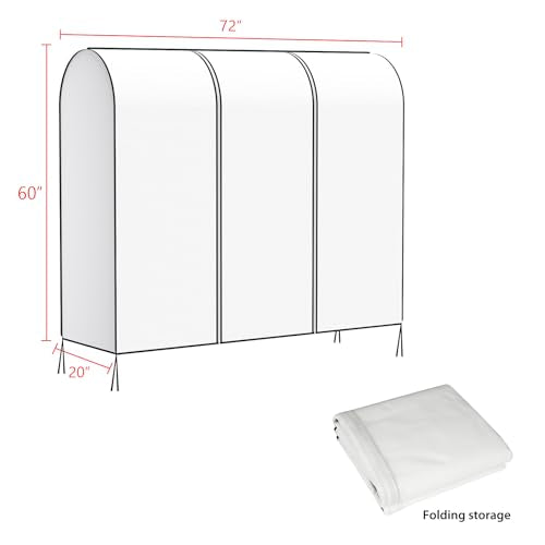 Zilink Garment Rack Cover Large Cothing Rack with Cover 72 in, White | Dustproof, Breathable, 2 Durable Zippers, Clothes Rack Cover Garment Bags Protector for Garment Rack (Rack Not Included) - size: 72"L x 20"W x 60"H - White