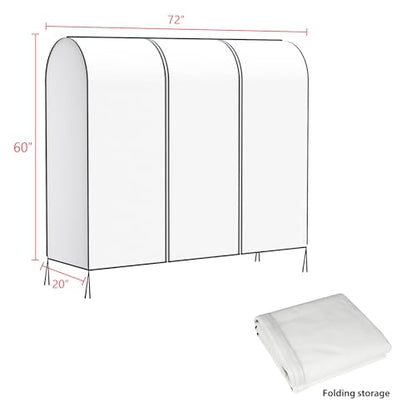 Zilink Garment Rack Cover Large Cothing Rack with Cover 72 in, White | Dustproof, Breathable, 2 Durable Zippers, Clothes Rack Cover Garment Bags Protector for Garment Rack (Rack Not Included) - size: 72"L x 20"W x 60"H - White