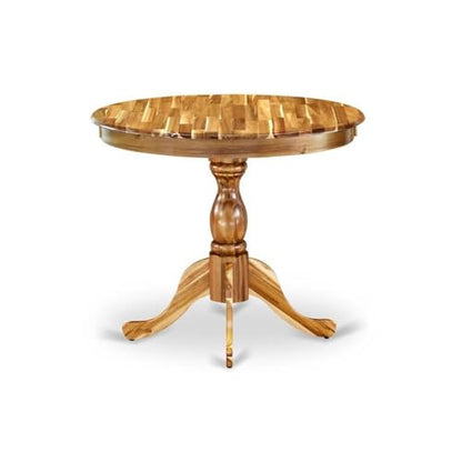 BOWERY HILL Traditional Round Acacia Wood Dining Table, 30" H x 36" W x 36" D, Natural Finish, Pedestal Legs, Mid Century Style, Durable Rubberwood Construction for Kitchen or Dining Room - color: Natural