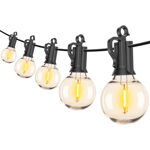 Outdoor String Lights, 100FT 100+2 G40 Bulbs Shatterproof Patio Lights | IP65 Waterproof Dimmable Hanging Connectable Globe LED Outdoor Lights for Backyard, Bistro, Porch, Deck, Balcony - color: Black, size: 100FT - 102 Bulbs (Pack of 1)