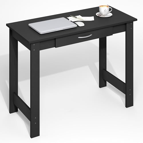 Furinno Jaya Desk, 39.2 Wide Computer Desk with Drawer, Darkwood | Office Desk, Writing Desk, for Home Office, Bedroom, Living Room - color: Darkwood, size: 39" Wide New