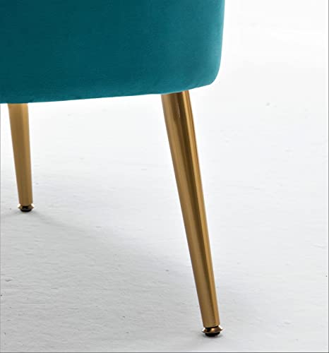 Container Furniture Direct Modern Velvet Accent Chair for Living Room, Bedroom, or Entryway, Stylish and Comfortable Armless Design with Metal Legs, Greynish Blue - color: Greynish Blue