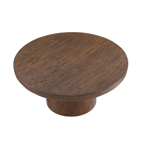 JUSTONE 35.98" Round Coffee Table for Living Room,Rustic Natural Coffee Table for Apartment, Easy Assembly (Dark Brown,36" Dx36 Wx16 H) - color: 36'' (36''d X 36''w X 16''h) - Dark Brown