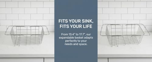 Expandable Over-the-Sink Stainless Steel Dish Rack - size: Small