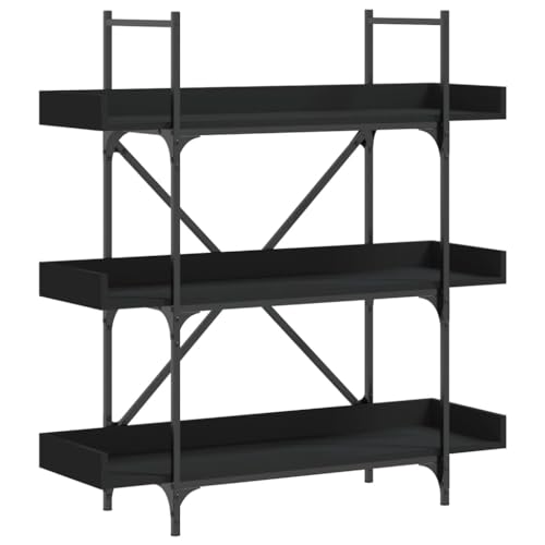 3-Tier Industrial Bookcase, Open Wood Bookshelf with Metal Frame, Storage Display Rack for Living Room, Home Office, 39.4 x 13 x 42.7 Inch, Black - color: Black 14