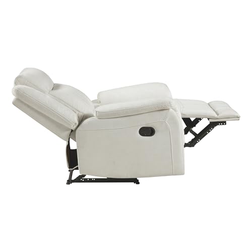 Lexicon Polished Microfiber Wall Hugger Manual Reclining Chair, Beige | 39.5"W Manual Recliner, Home Theater Seating for Living Room/Office/Apartment, Tool Free Assembly - color: Beige, size: Recliner