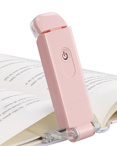 DEWENWILS Book Reading Light with Clip, USB Rechargeable Booklight Pink | Warm White, Brightness Adjustable, Flexible Lighting Angle, Portable Bookmark Lamps for Bookworms, Kids - color: Light Pink