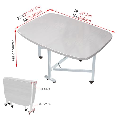 Multifunction Table Drop Leaf Dining Table, Foldable Kitchen Table Multifunction Space Saving Table For Dining Room Home Office, Easy To Fold And Unfold, Multifunction Expandable Table(White,100x60x75 - color: White, size: 100x60x75cm