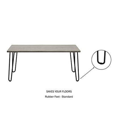 Lavish Home Coffee Table with Hairpin Legs, Gray, 41.25” x 19.5” x 17.75” | Modern Industrial Style Living Room Furniture, Woodgrain-Look and Steel Accent Center Table - color: Gray Woodgrain