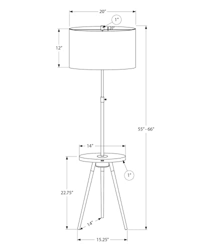 63" Gold Metal Floor Lamp with Adjustable Neck, Tripod Base, Built-in Table Shelf, Ivory Linen Shade for Living Room Bedroom Office