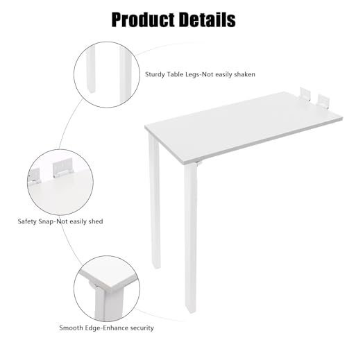 Wall Mounted Folding Table with Legs, 29.52 * 15.75 * 29.13in Small Folding Dining Table, Wall Mounted Foldable Desk for Small Space, Laundry, Dining Room, Bedroom, Home Office (White)