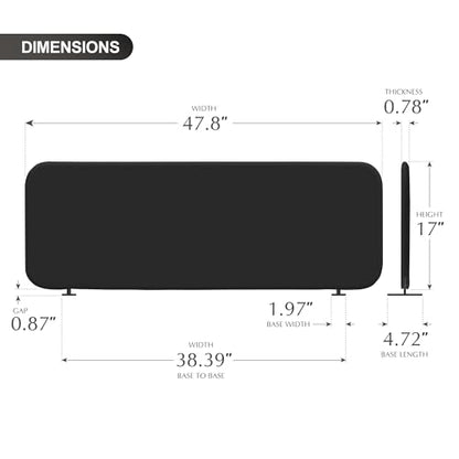 DECOLAB Desk Divider, Movable Desk Partition 48"x18", Midnight | Table Top Privacy Panel. For Home Office, Student, Classroom, Study. Free Standing. No Drill. - color: Midnight