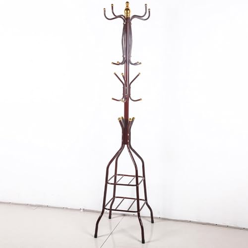 Coat Rack Freestanding, Simple Installation Entryway Organizer Coat Tree with Umbrella Holder, Purse Rack Hat Rack Stand for Living Room Bedroom Office Wine Red