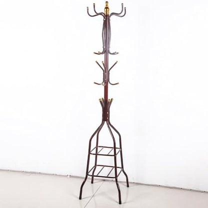 Coat Rack Freestanding, Simple Installation Entryway Organizer Coat Tree with Umbrella Holder, Purse Rack Hat Rack Stand for Living Room Bedroom Office Wine Red