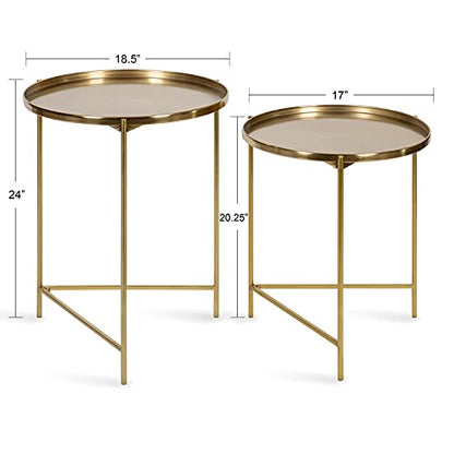 Kate and Laurel Ulani Modern Nesting Side Table; Set of 2; Gold; Sophisticated Glam End Tables for Storage and Display - color: Gold