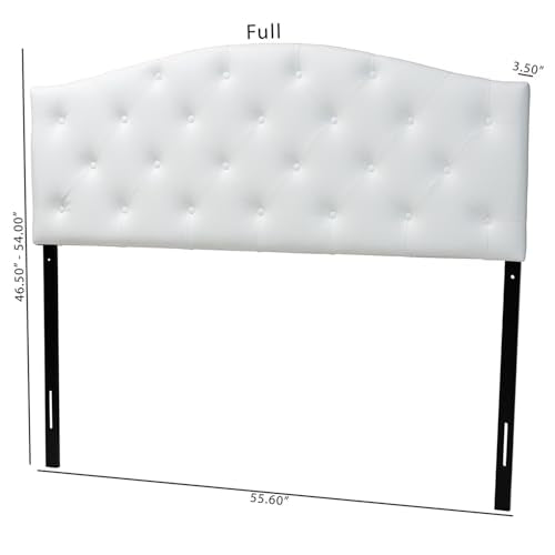 Baxton Studio Myra Modern and Contemporary Full Size White Faux Leather Upholstered Button-Tufted Scalloped Headboard - color: White, size: Full