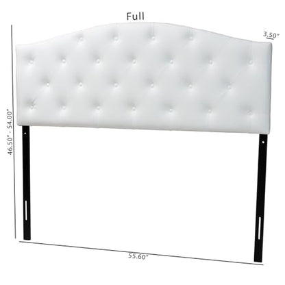 Baxton Studio Myra Modern and Contemporary Queen Size White Faux Leather Upholstered Button-Tufted Scalloped Headboard - color: White, size: Queen