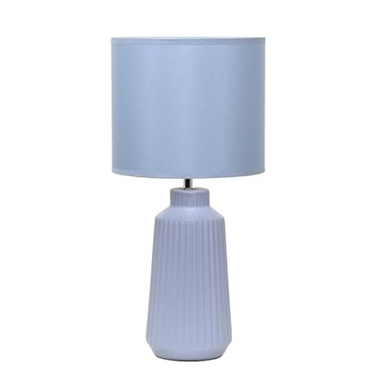 Simple Designs LT1169-SLT 15.94" Glow & Flow Minimalist Grooved Ceramic Table Lamp, Monochromatic Fabric Shade, Textured Accent Lighting, for Bedroom, Office, Living Room, Slate - color: Slate