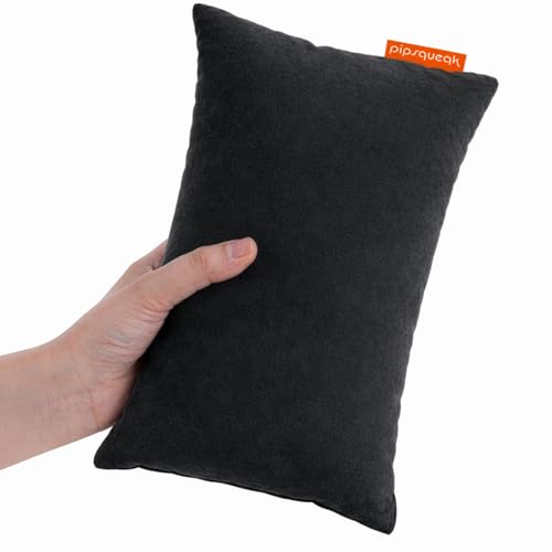 Pipsqueak Microfiber Pillow - Small, Mini, Tiny - 11 x 7 in - Perfect for Travel, Cars, Airplanes, Camping, Dogs, Toddlers, Kids, Lumbar, Knees and Neck - Ages 2 Yrs and Up - color: Black, size: 1 Pack, style: Non-Personalized