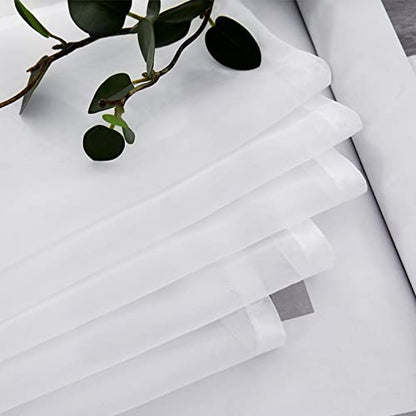 MIULEE 2 Panels Kitchen Tiers Half Window Sheer Curtains 29 X 24 Inch White | Rod Pocket, Voile Drapes, Kitchen, Bathroom, Small Windows, Kitchen Tiers - color: White, size: 29"W x 24"L (Pack of 2)