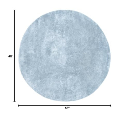 nuLOOM Loni Light Blue Solid Washable Area Rug, 4' Round - color: Light Blue, size: 4' (Round)
