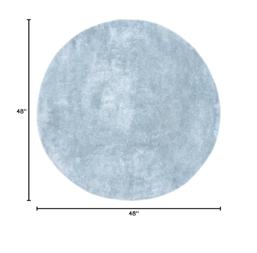 nuLOOM Loni Light Blue Solid Washable Area Rug, 4' Round - color: Light Blue, size: 4' (Round)