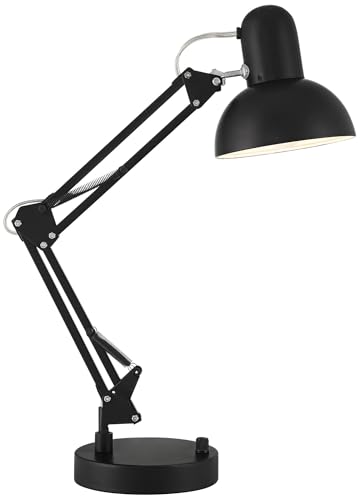 Wyatt 25" High Architect Desk Lamp USB Black Finish Adjustable Height | USB Ports A+C Charging Modern Metal Home Office Living Room Bedroom Bedside Nightstand House Lighting