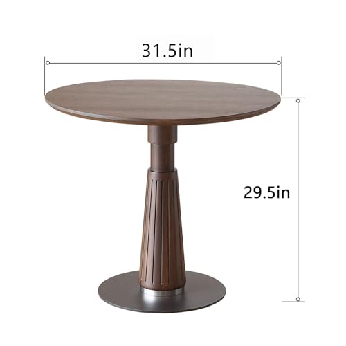 Round Dining Table 31.5" for 2-4, Small Kitchen Table, Walnut | Water-Resistant Small Dining Table with Round Pedestal Base, 0.7"Solid Wood, 200lbs Capacity,for Living Room Small Space
