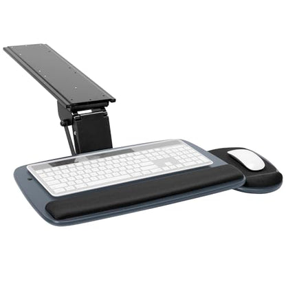 Mount-It! Under Desk Keyboard Tray, Adjustable Slide-Out Keyboard, Blue | With Mouse Platform, 20.5" W × 11" D, Ergonomic Wrist Rest, Tilt & Swivel, Heavy-Duty Bolt-On Keyboard Drawer for Home Office - color: Blue