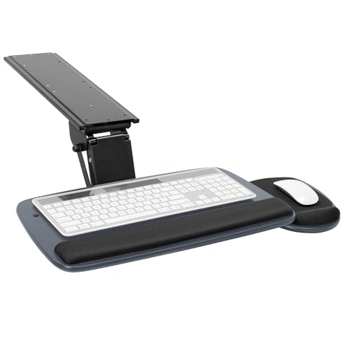Mount-It! Under Desk Keyboard Tray, Adjustable Slide-Out Keyboard, Blue | With Mouse Platform, 20.5" W × 11" D, Ergonomic Wrist Rest, Tilt & Swivel, Heavy-Duty Bolt-On Keyboard Drawer for Home Office - color: Blue