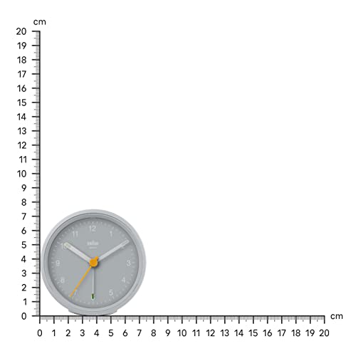 Braun Classic Analogue Alarm Clock with Snooze and Light, Quiet Quartz Movement, Crescendo Beep Alarm in Grey, Model BC12G. - color: Gray, size: 75 x 75 x 35 mm