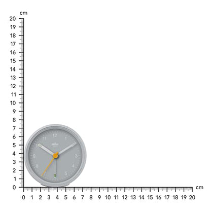 Braun Classic Analogue Alarm Clock with Snooze and Light, Quiet Quartz Movement, Crescendo Beep Alarm in Grey, Model BC12G. - color: Gray, size: 75 x 75 x 35 mm