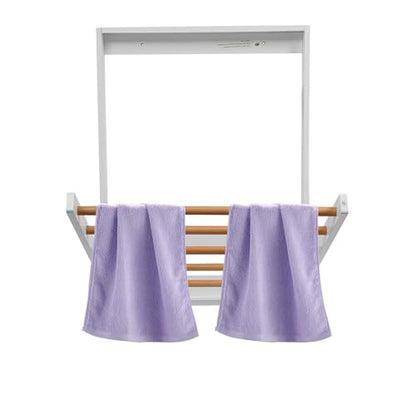 Wall Mounted Clothes Drying Rack, Folding Laundry Drying Rack with 5 Wooden Rods, 11LBS Capacity Retractable Clothes Airer for Bathroom Laundry Room Balcony