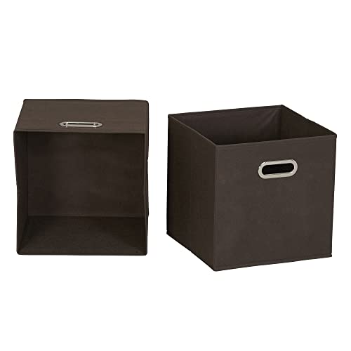 Household Essentials Fabric Storage Bins in Strong Poly‑Woven Fabric with Sturdy Chipboard Sides, and Grommet Front Handle, Brown, Set of 6 - color: Brown, size: 11” L x 11” W x 11” H