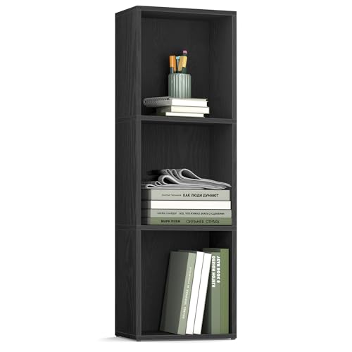 VASAGLE CUSTOS Collection - Bookshelf, 3-Tier Bookcase, Book Shelf, Open Storage Shelf, 9.4 x 11.8 x 37.3 Inches, for Living Room, Home Office, Dining Room, Ebony Black ULBC433B01 - color: Ebony Black, size: 3 Tiers (11.8"W)