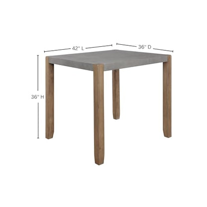 Alaterre Furniture Newport Dining Table for 4, Gray/Amber, 42” x 36” | Rustic Industrial Kitchen Table with Faux Concrete Top and Light Wood Legs for Dining Room or Kitchen
