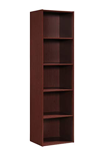 Hodedah 5 Shelf Bookcase and Office Organizer - color: Mahogany, size: 5-Shelf