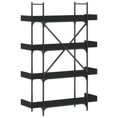 4-Tier Industrial Bookcase, 39.4 inch Metal Frame Bookshelf with Engineered Wood Shelves, Open Storage Book Rack for Living Room, Office, Black - color: Black 15
