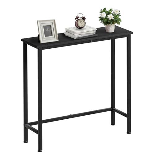 Narrow Console Table, 29.5" Small Entryway Table, Thin Hallway Tables, Slim Sofa Side Tables for Hallway, Living Room, Bedroom, Foyer, Wood-Grained Black - color: Wood-grained Black