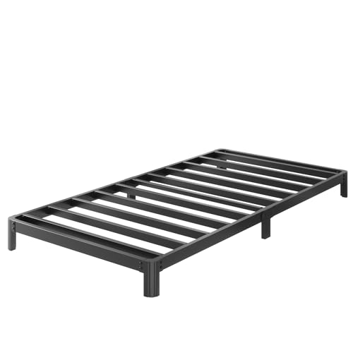 Yicensen 6 Inch Low Twin Bed Frames No Box Spring Needed, Heavy Duty Metal Twin Size Platform Bed Frame with Rounded Corner Legs, Easy Assembly, Noise Free, Black - size: Twin, style: 6 Inch