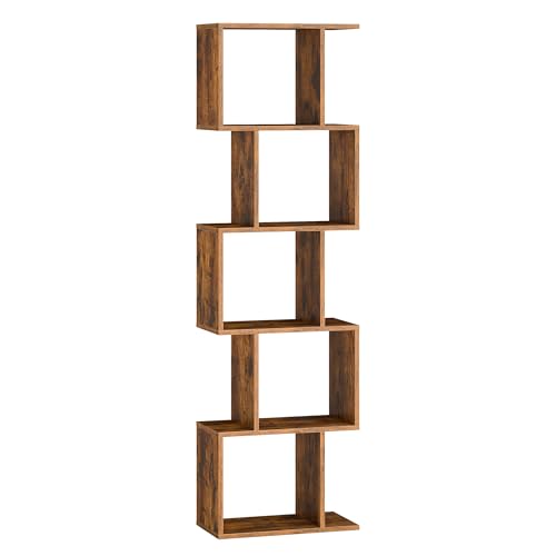 VASAGLE CUSTOS Collection - Bookshelf, 5-Tier Bookcase, 9.4 x 15.7 x 62.6 Inches, Storage Shelf with Open Compartments, Modern, for Living room, Bedroom, Office, Rustic Brown ULBC462K01 - color: Rustic Brown, style: 5-Tier (15.7"W)