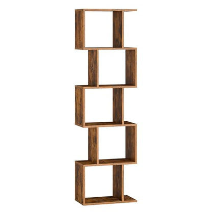VASAGLE CUSTOS Collection - Bookshelf, 5-Tier Bookcase, 9.4 x 15.7 x 62.6 Inches, Storage Shelf with Open Compartments, Modern, for Living room, Bedroom, Office, Rustic Brown ULBC462K01 - color: Rustic Brown, style: 5-Tier (15.7"W)