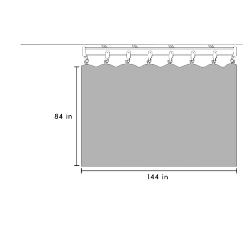 Room Divider Blackout Curtains Flexible Sliding Tracks Sets Ceiling Mounted Rod Window Curtain Privacy Separation for Bedroom Living Rooms,1 Panel Beige Drape and Black Track Set-W144xH84 in - color: Beige, size: 144"W x 84"L (Pack of 1)