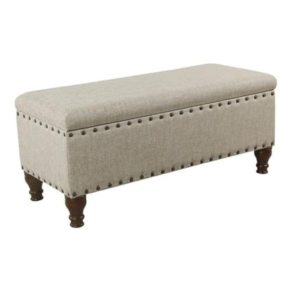 HomePop 42" Storage Bench with Nailhead Trim - Taupe/Cream - color: Taupe/ Cream
