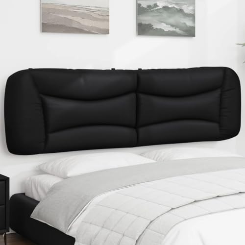 King Size Headboard Cushion, Wall Mounted Upholstered Backrest Pillow for Bed, Faux Leather Striped Reading Support Pad, Black, 72 x 18.9 Inches - color: Black, size: King