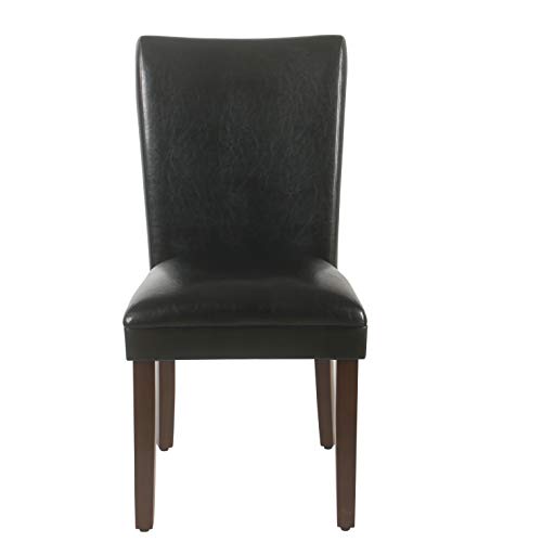HomePop Parsons Upholstered Accent Dining Chair, Set of 2, Black Faux Leather - color: Black, style: Pack of 2