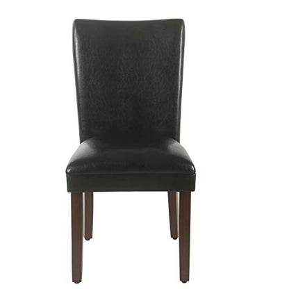 HomePop Parsons Upholstered Accent Dining Chair, Set of 2, Black Faux Leather - color: Black, style: Pack of 2