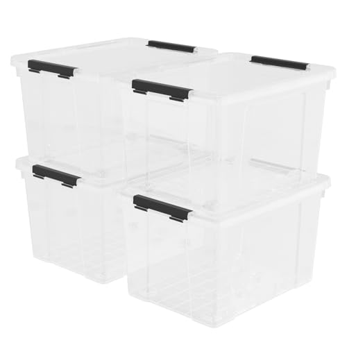 40 Quart Large Plastic Storage Bins with Lids, Clear Storage Tote with Wheels, 4 Packs - size: 40 Quart